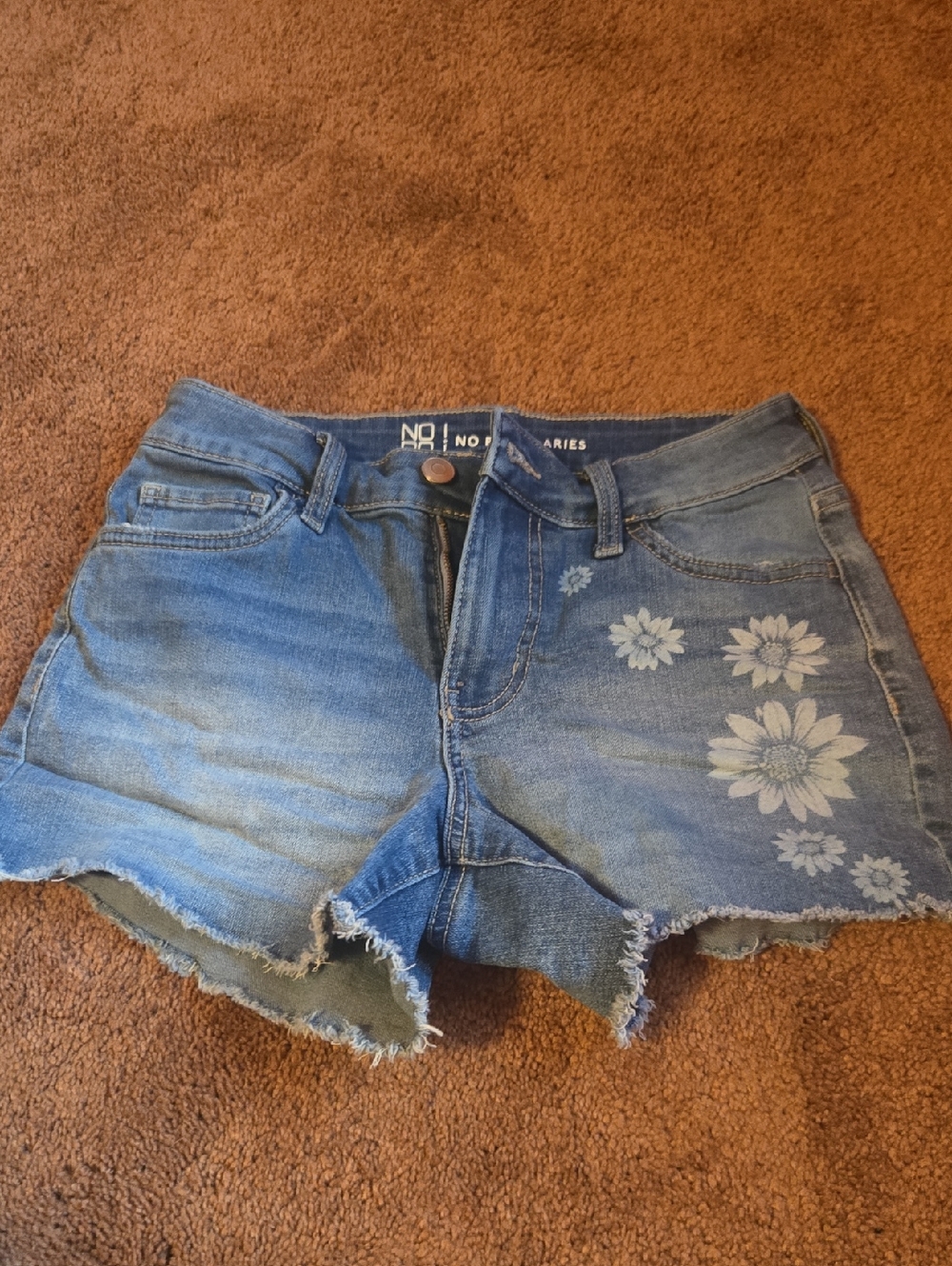 No Boundaries Blue Denim Floral Cutoff Shorts
